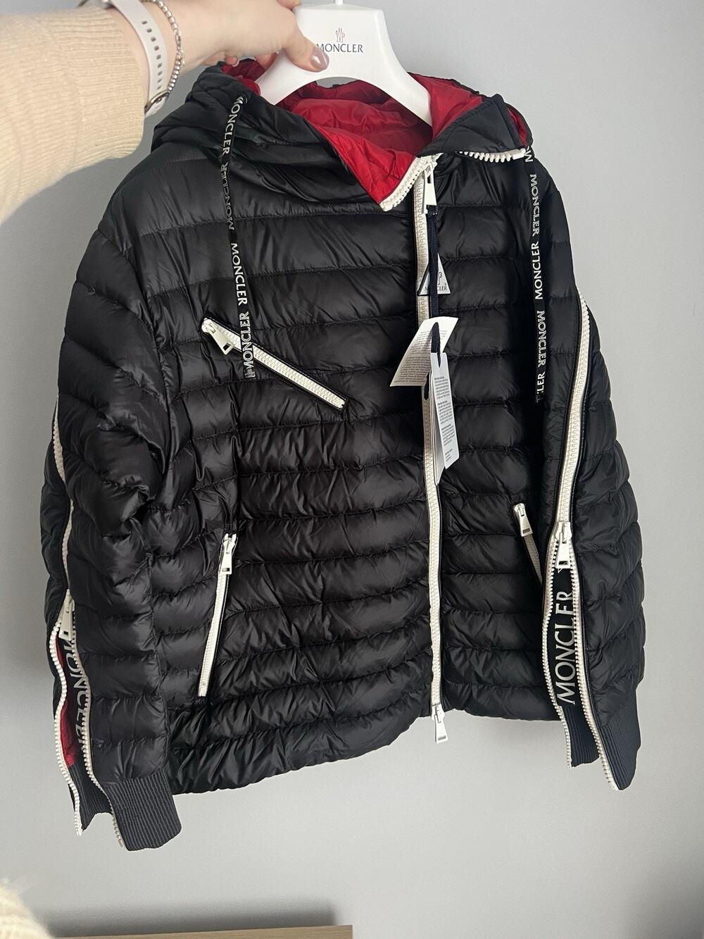 Moncler Stockholm Zip Sleeve Puffer Quilted Down Jacket Women Black $1560 sz 2